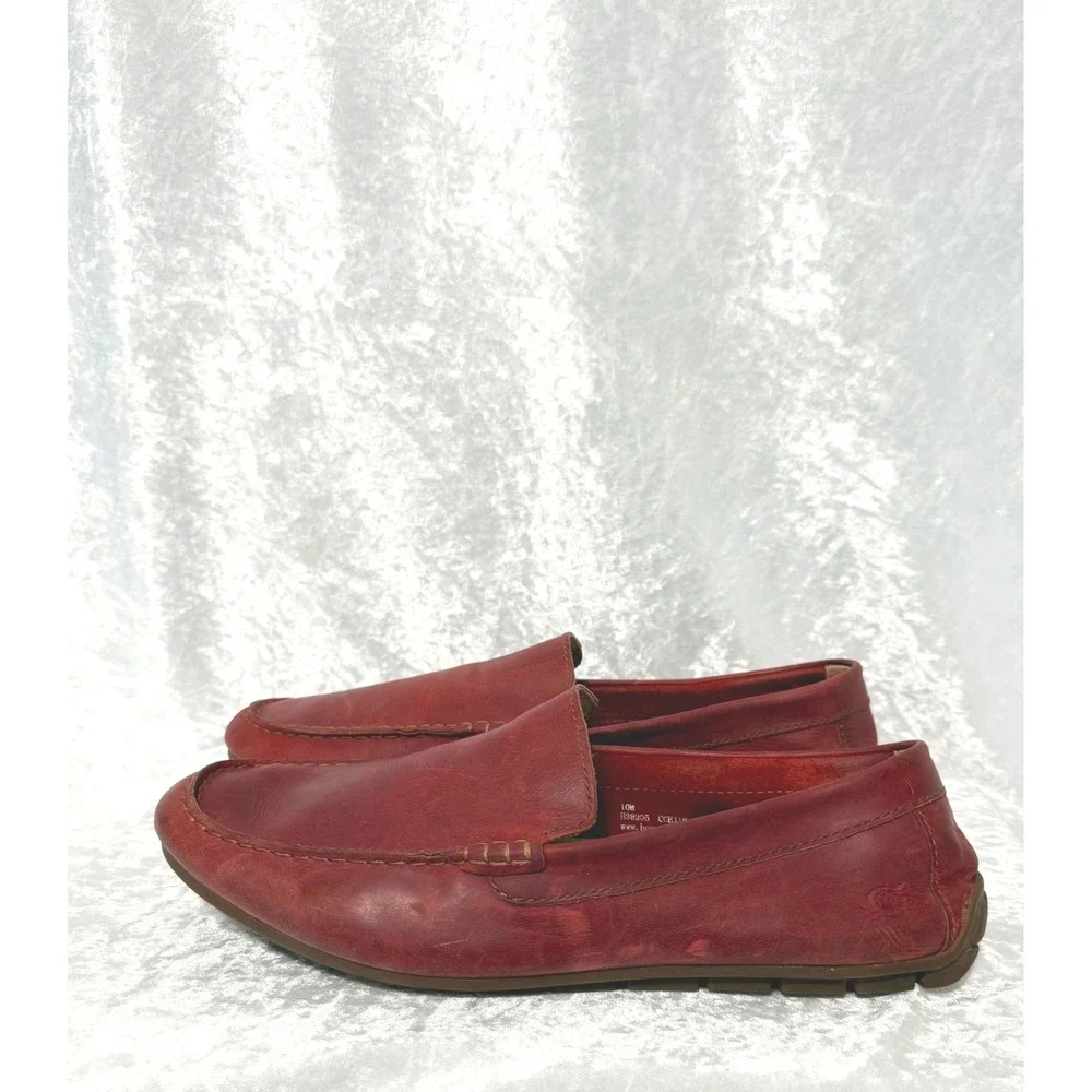 Born Allan Mens Red Leather Driving Moccasins Loafers Slip On Shoes H38205 10M